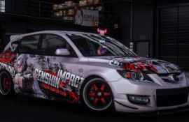 [Itasha] 2009 Mazda Speed 3 "Genshin Impact" Arlecchino paintjob